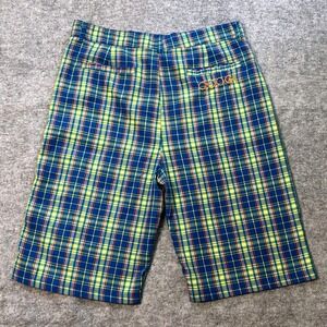 COOGI Mens Plaid Shorts Size 36 Blue Yellow Orange Bermuda Streetwear Summer